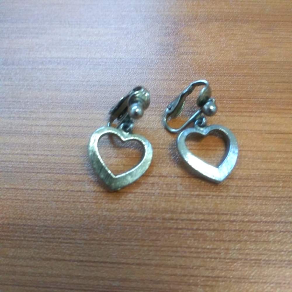 Vintage Clip On Heart Earrings Vintage Clips Small Silver